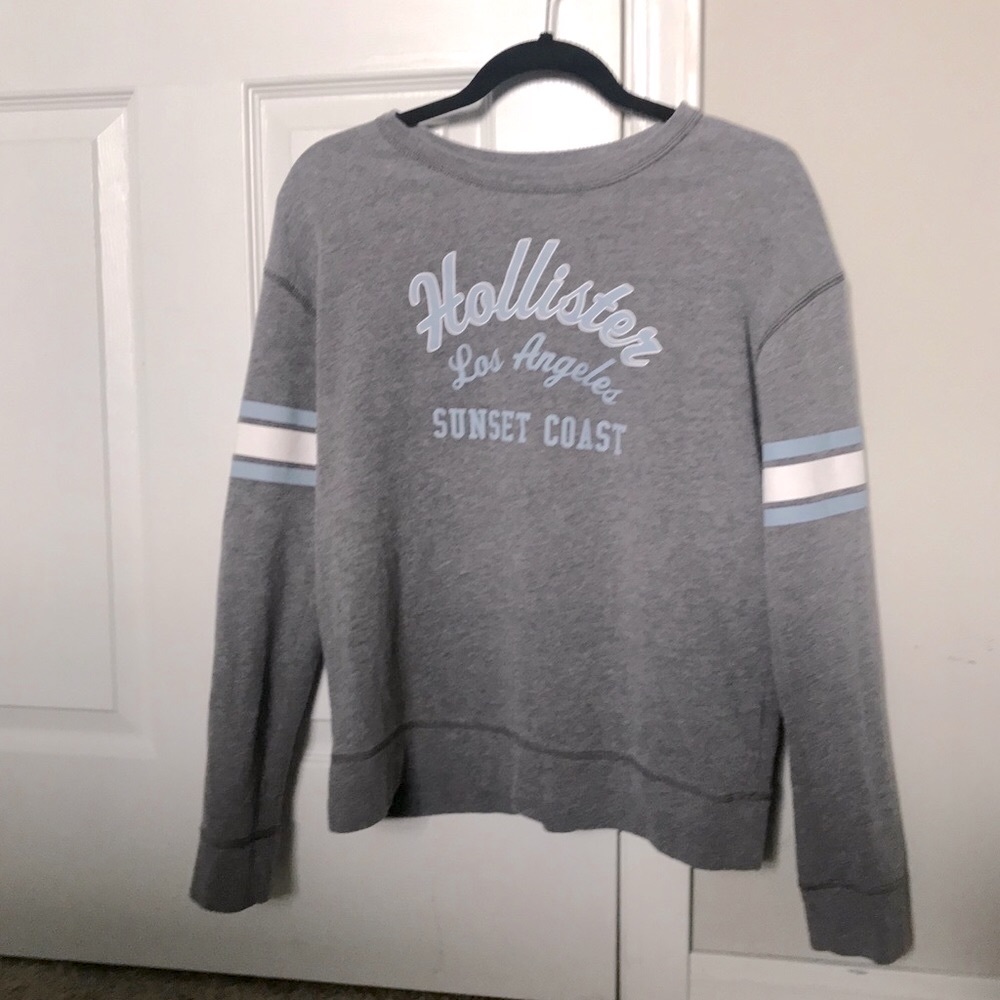 Hollister Sweatshirt Blue Grey Top Size Medium - Picture 1 of 6